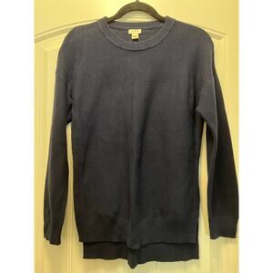 NWT J. Crew Women’s Crew Neck Long Sleeve Ribbed Hi-Low Knit Sweater Size S Blue